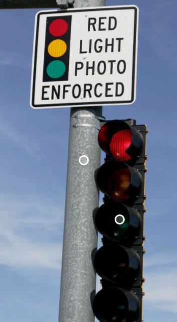 red light photo enforced signs with a stoplight