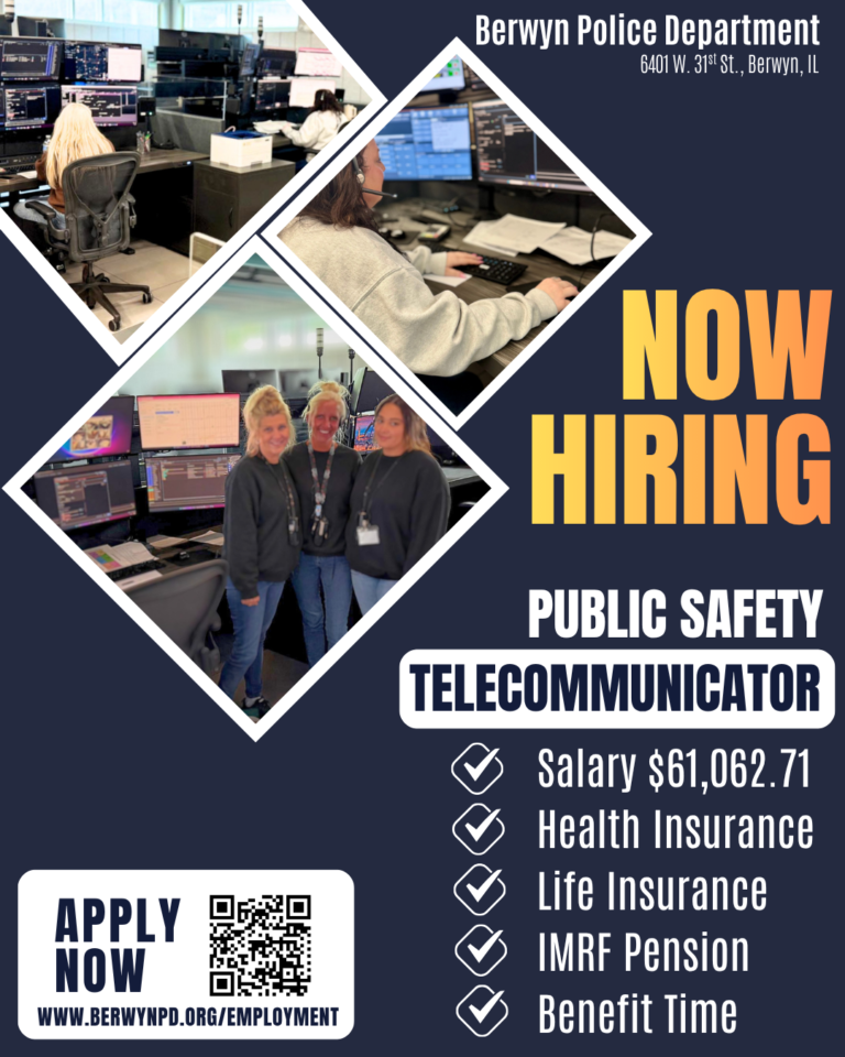 Now hiring public safety telecommunicator - apply now at www.berwynpd.org/employment